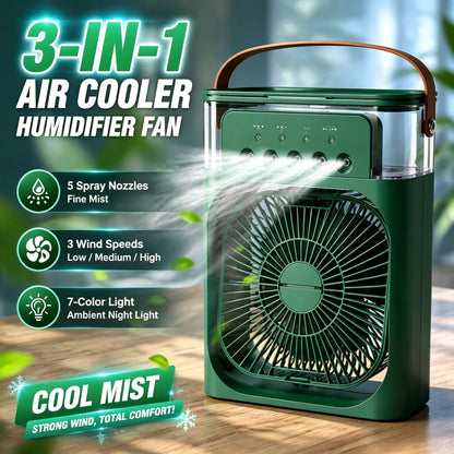 Portable Fan Air Conditioners USB Electric Fan Air Cooler LED Night Light Water Mist Fun 3 in 1 Air Humidifier for Home