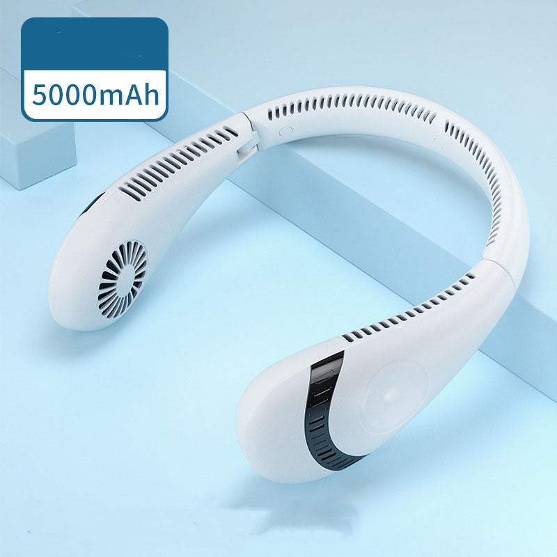 Lazy Outdoor Sports Portable Hanging Neck Fan Hanging Neck Fan USB Handheld Mute LED Digital Display Leafless Mini Electric Fan with LED Light 5 Gear Air Cooling Fans Digital Display Leafless Mini Electric Colorful