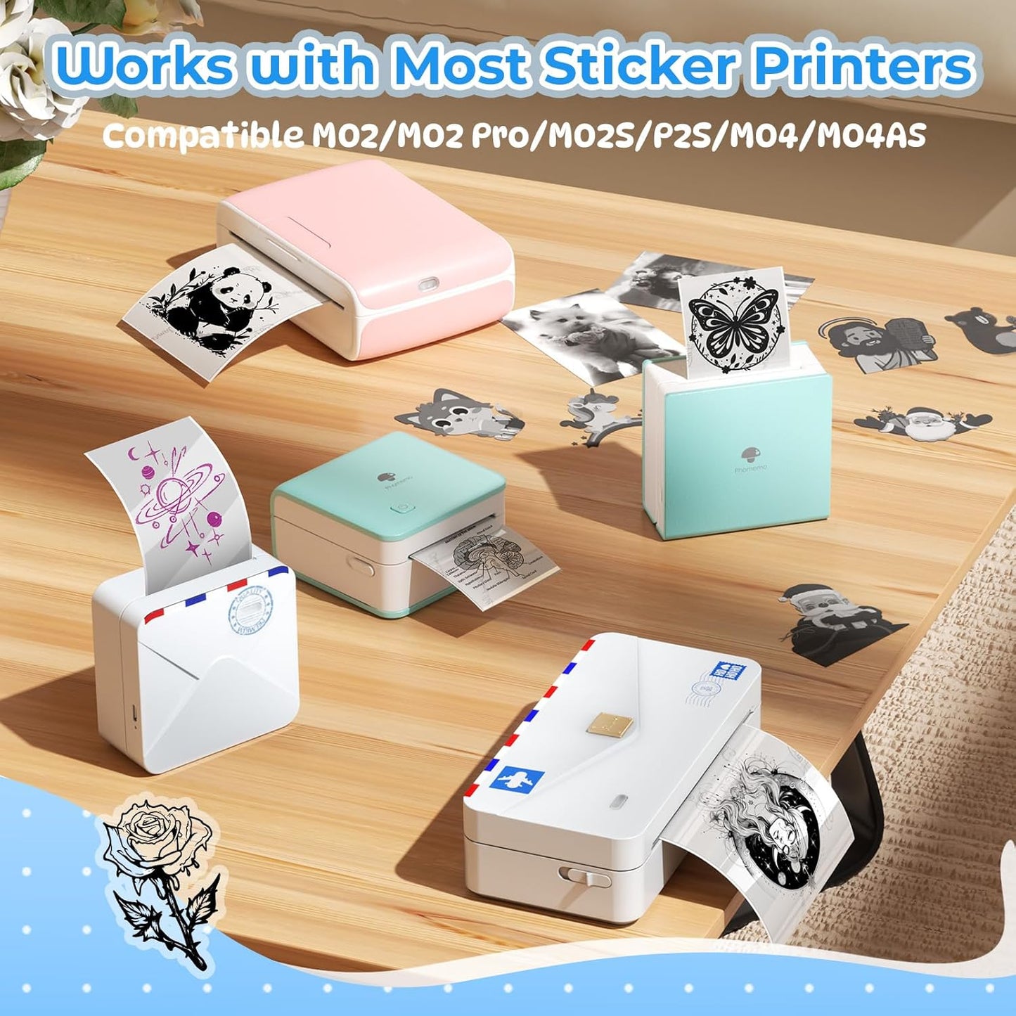 Semitransparent Self-Adhesive Thermal Paper, Glossy Printable Sticker Paper Label for  M02/M02 Pro/M02S/P2S/M04S Mini Sticker Printer, 50Mm X 3.5M, Diameter 28Mm, 3-Rolls