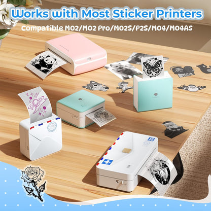 Semitransparent Self-Adhesive Thermal Paper, Glossy Printable Sticker Paper Label for  M02/M02 Pro/M02S/P2S/M04S Mini Sticker Printer, 50Mm X 3.5M, Diameter 28Mm, 3-Rolls