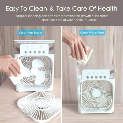 Portable Fan Air Conditioners USB Electric Fan Air Cooler LED Night Light Water Mist Fun 3 in 1 Air Humidifier for Home