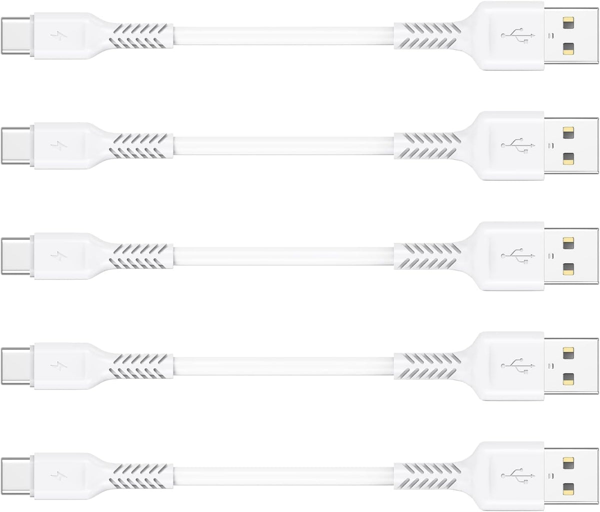 4 Inch USB C Cord Short 5 Pack Durable USB a to USB Type C Cable Fast Charging for Charging Station Compatible with Samsung Galaxy Note 10 20 S10 S20 A20 plus LG (White)