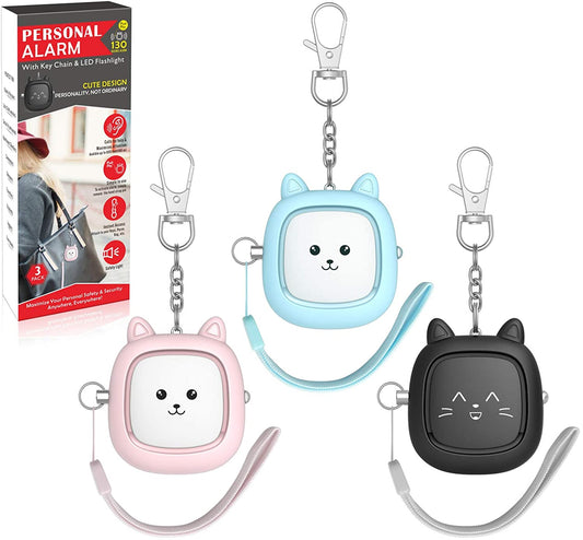 Personal Safety Alarm,  3 Pack Loud 130Db Siren Emergency Panic Alarm with LED Light, Easy Pull Pin Keychain Self-Defense Security Alarm for Women, Seniors, Kids
