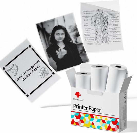 Semitransparent Self-Adhesive Thermal Paper, Glossy Printable Sticker Paper Label for  M02/M02 Pro/M02S/P2S/M04S Mini Sticker Printer, 50Mm X 3.5M, Diameter 28Mm, 3-Rolls