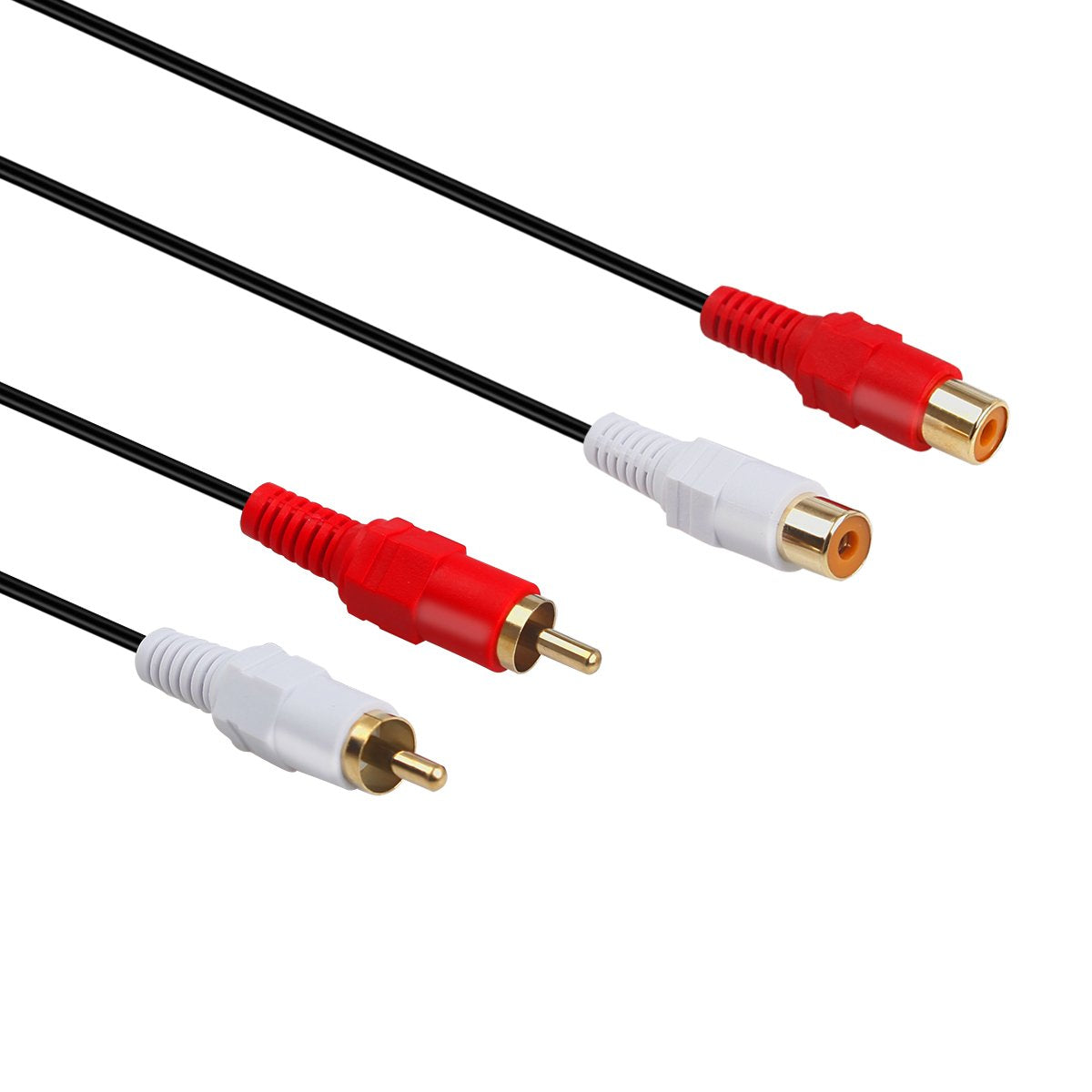 GHWL RCA Extension Cable, 2RCA Male to 2RCA Female Stereo Audio Cables for Home Theater, HDTV, Amplifiers, Hi-Fi Systems (50FT/15M)