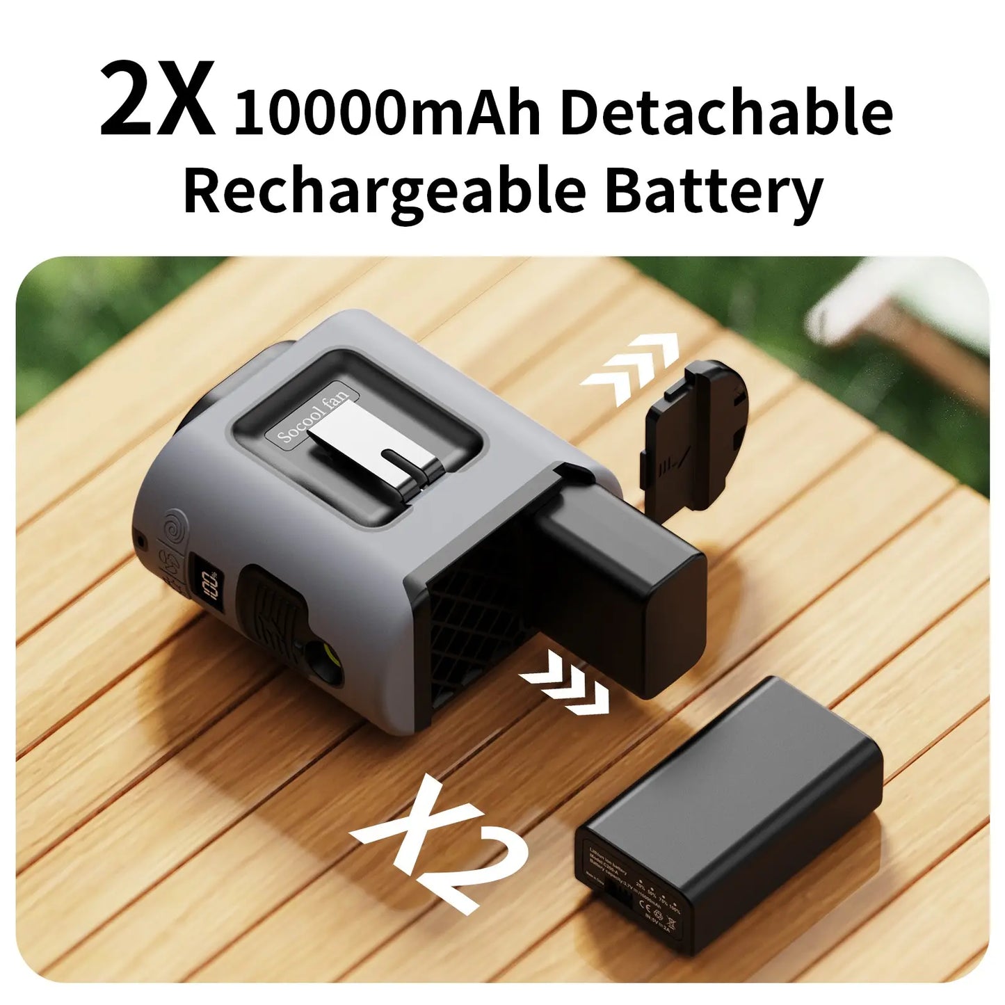 Portable 10,000mAh Power Bank: 3-in-1 Fan, Torch & LED Light